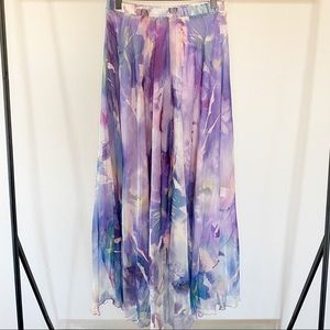 Chicwish Dancing Watercolor Floral Maxi Skirt